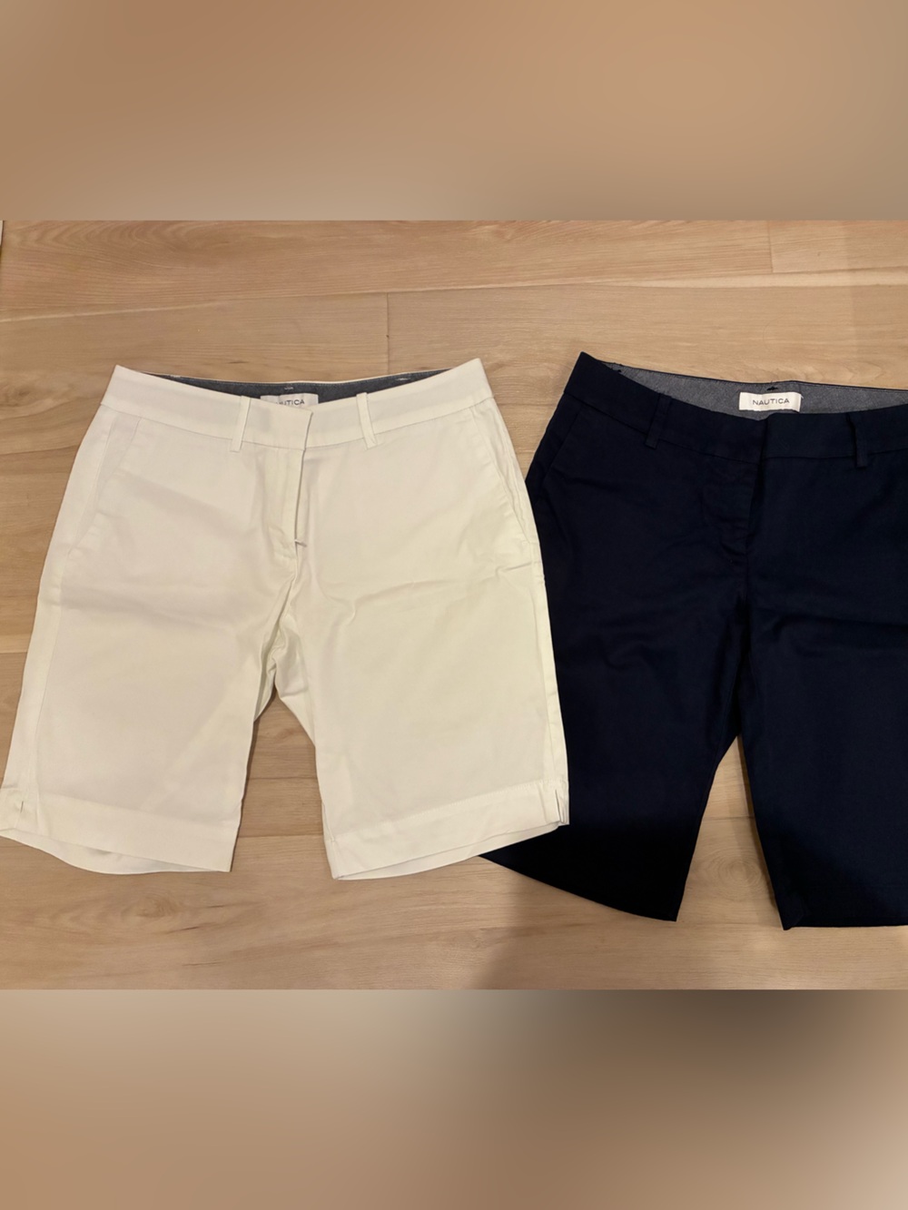 Classic Women's White and Navy Nautica Bermuda Shorts Bundle of 2